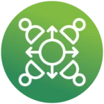 Grüner Kreis mit einem Icon von skalierenden Personen.